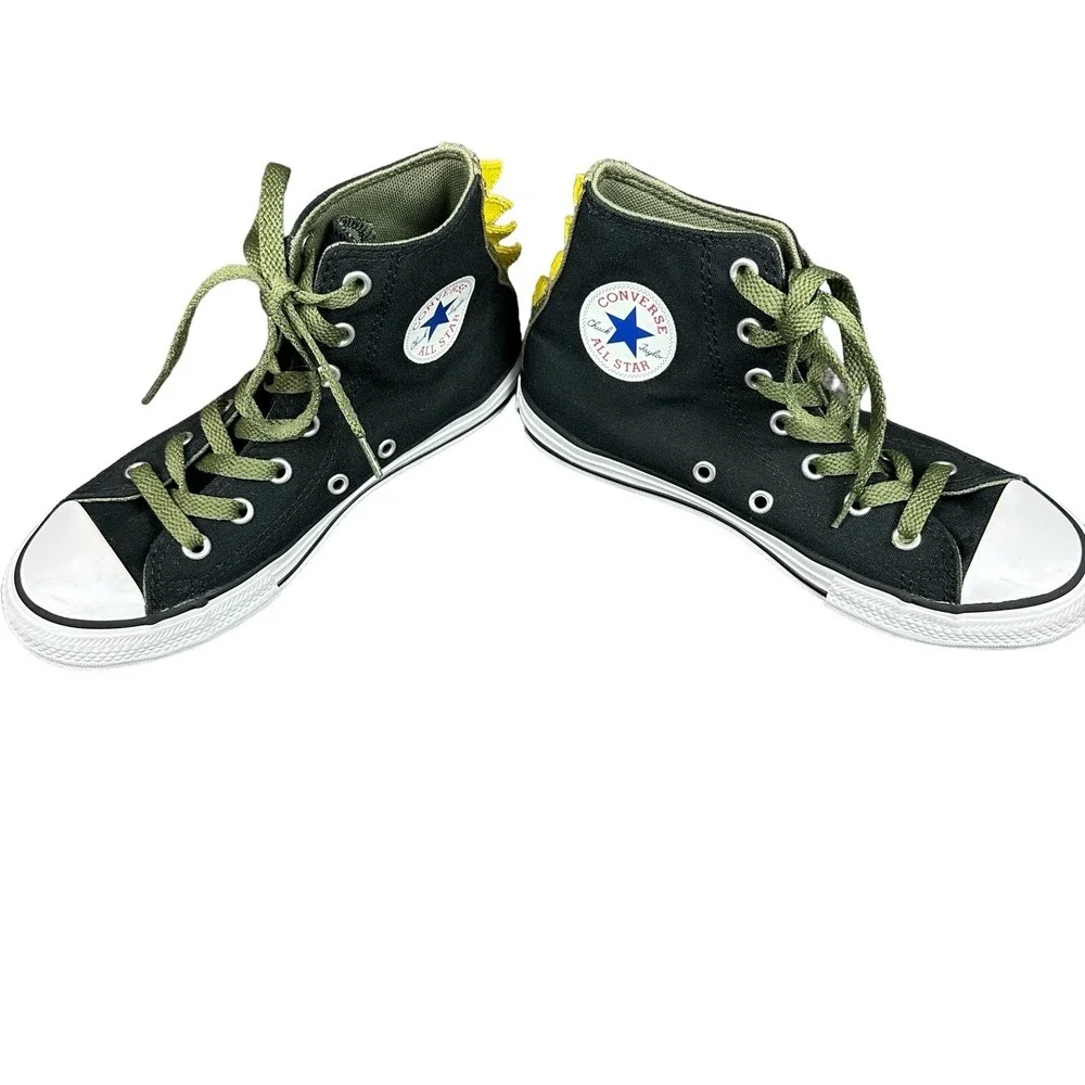 Converse All Stars Black High Tops Dinoverse Dinosaur Youth US Size 2‎